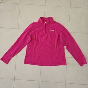 The North Face Sz L 1/4 Zip Fleece Barbie Pink Sweat Shirt Jacket Long Sleeves